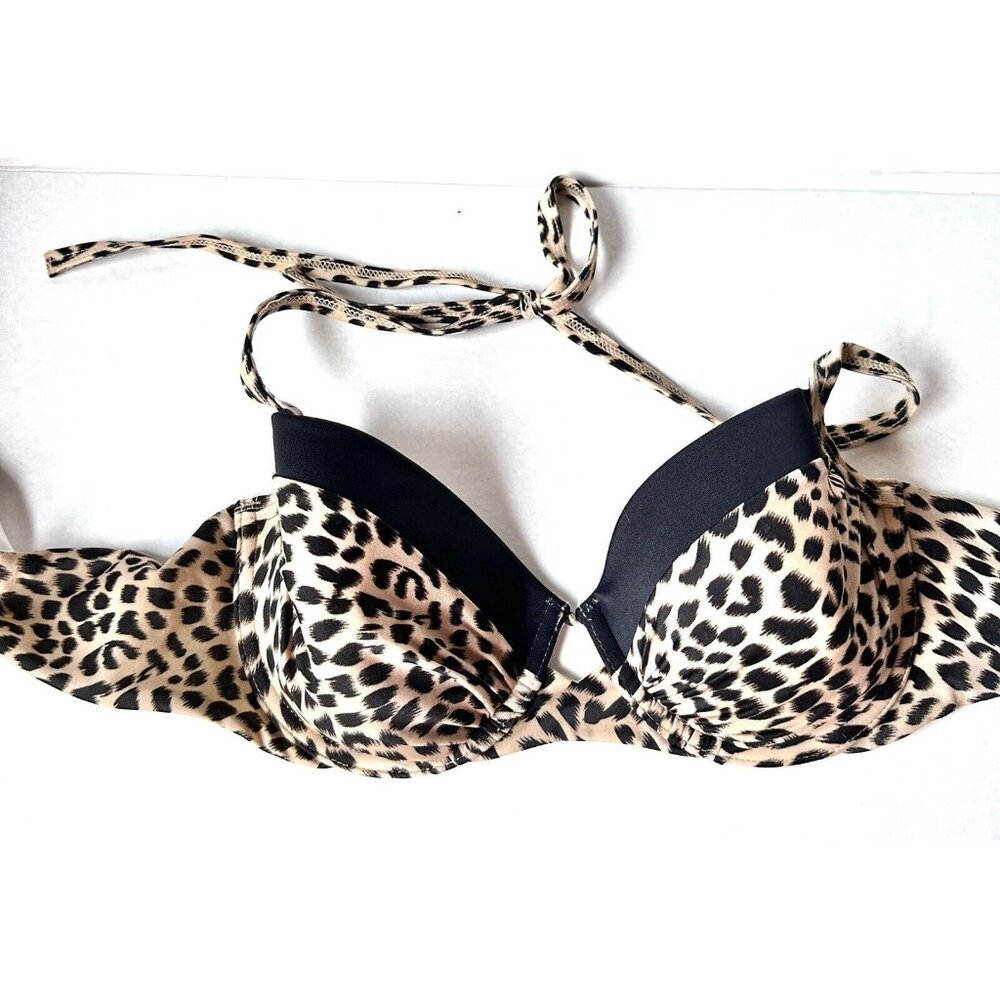 Victoria's Secret The Close Up Bikini Top 34C Animal‎ Print Swim